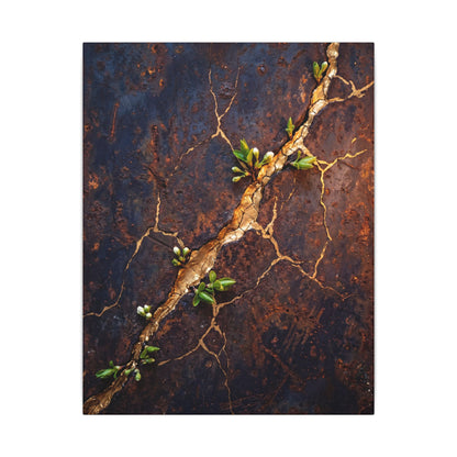 Rust Patina Spring Canvas Art | Kintsugi Resilient Design
