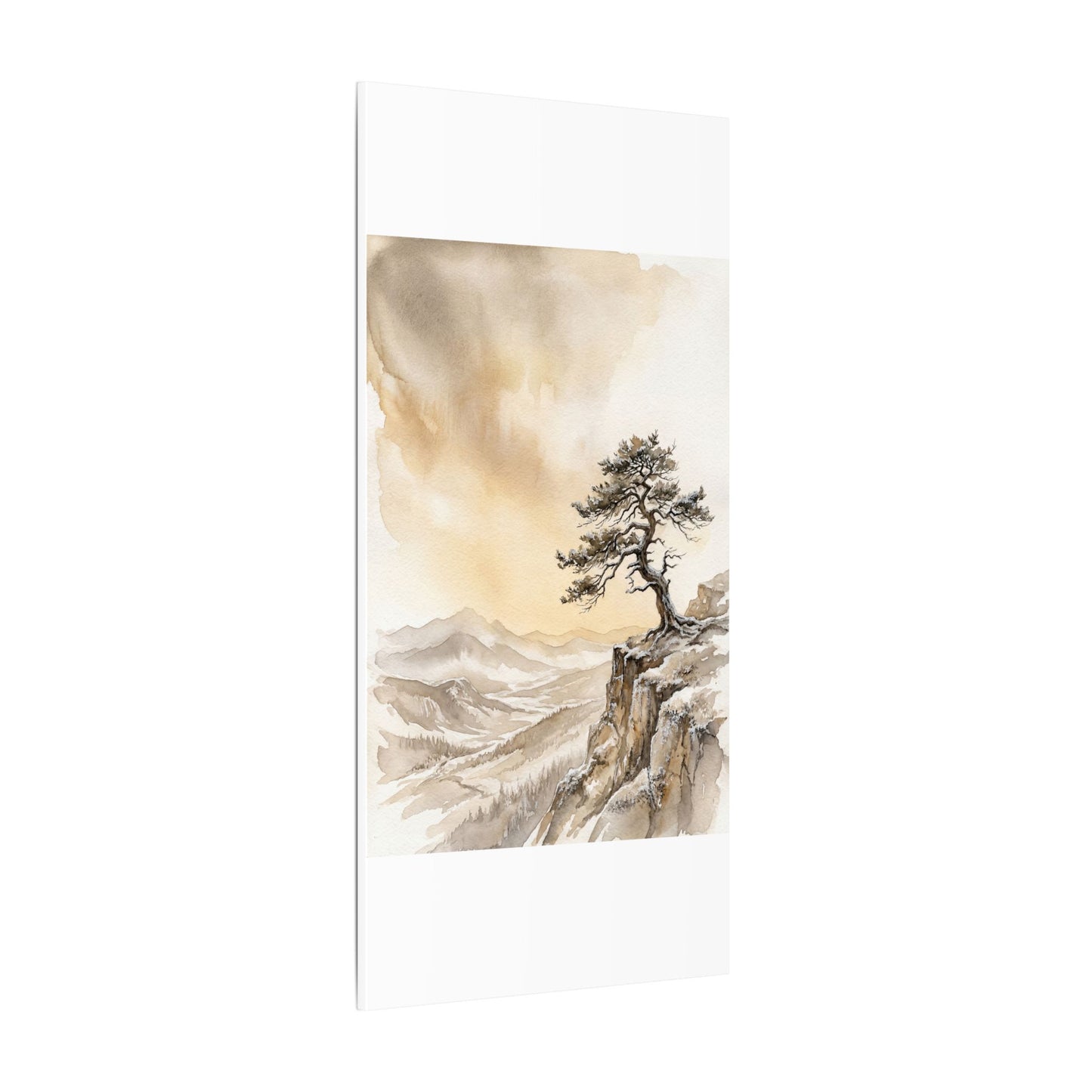 Pine Tree Canvas Art | Winter Japandi Watercolor Art