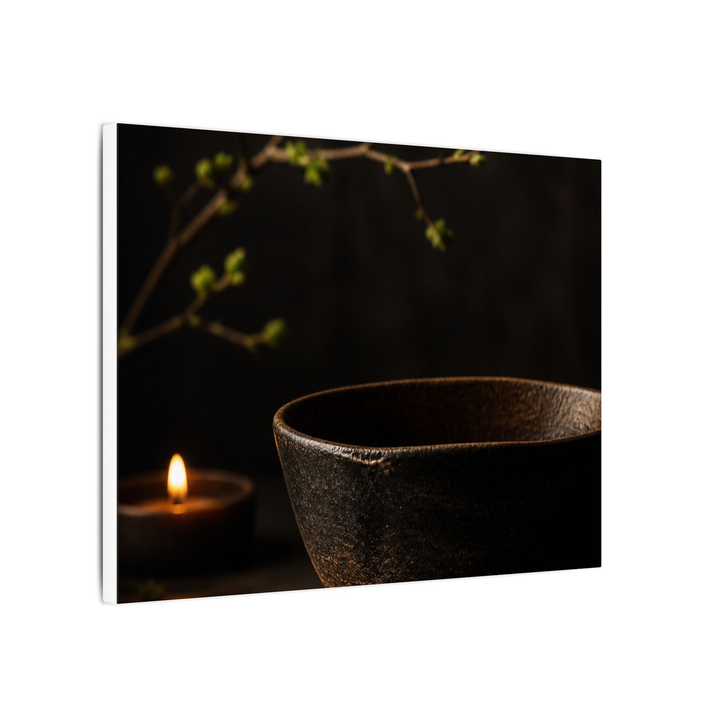 Moody Ceramic Bowl Canvas Art - Shadow Zen Dark Japandi