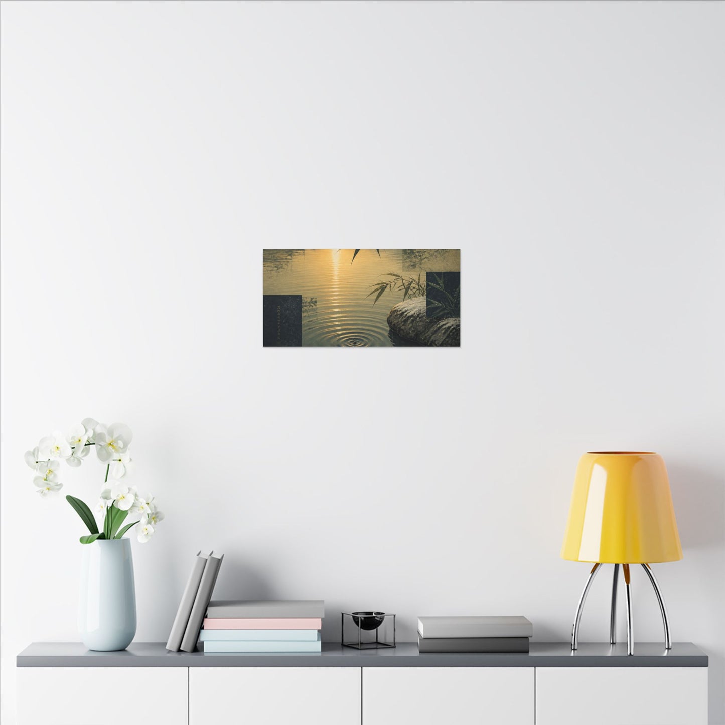 Zen Water Ripple in Golden Hour | Ukiyo E Inspired Canvas Art