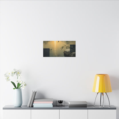 Zen Water Ripple in Golden Hour | Ukiyo E Inspired Canvas Art