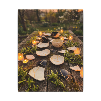 Broken Pottery Spring Canvas Art | Kintsugi Beautiful Design