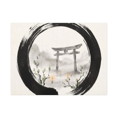 Spring Torii Gate Enso Canvas Art | Tranquil Decor