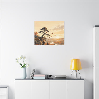 Pine Tree Autumn Canvas Art | Japandi Warm Design