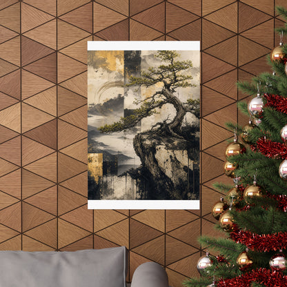 Pine Tree Japanese Pattern Wall Art Print | Cozy Japandi Art