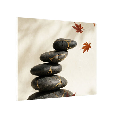 Kintsugi River Stones in Dappled | Crackle Gold Canvas Art