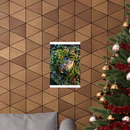 Winter Moss Close Up Gold Repair Wall Art Print | Beautiful Decor
