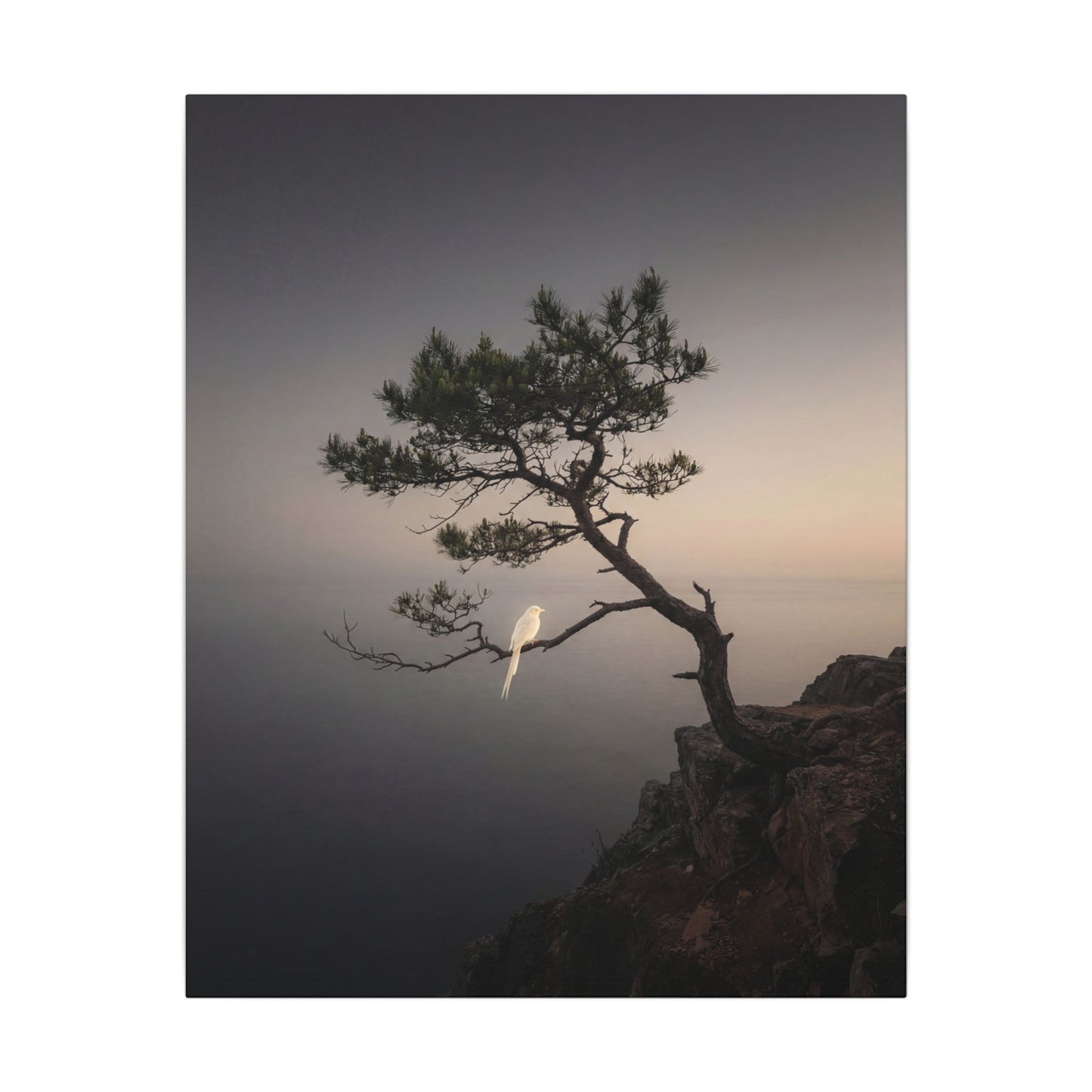 Dawn Pine Tree Canvas Art - Dark Japandi Datsuzoku