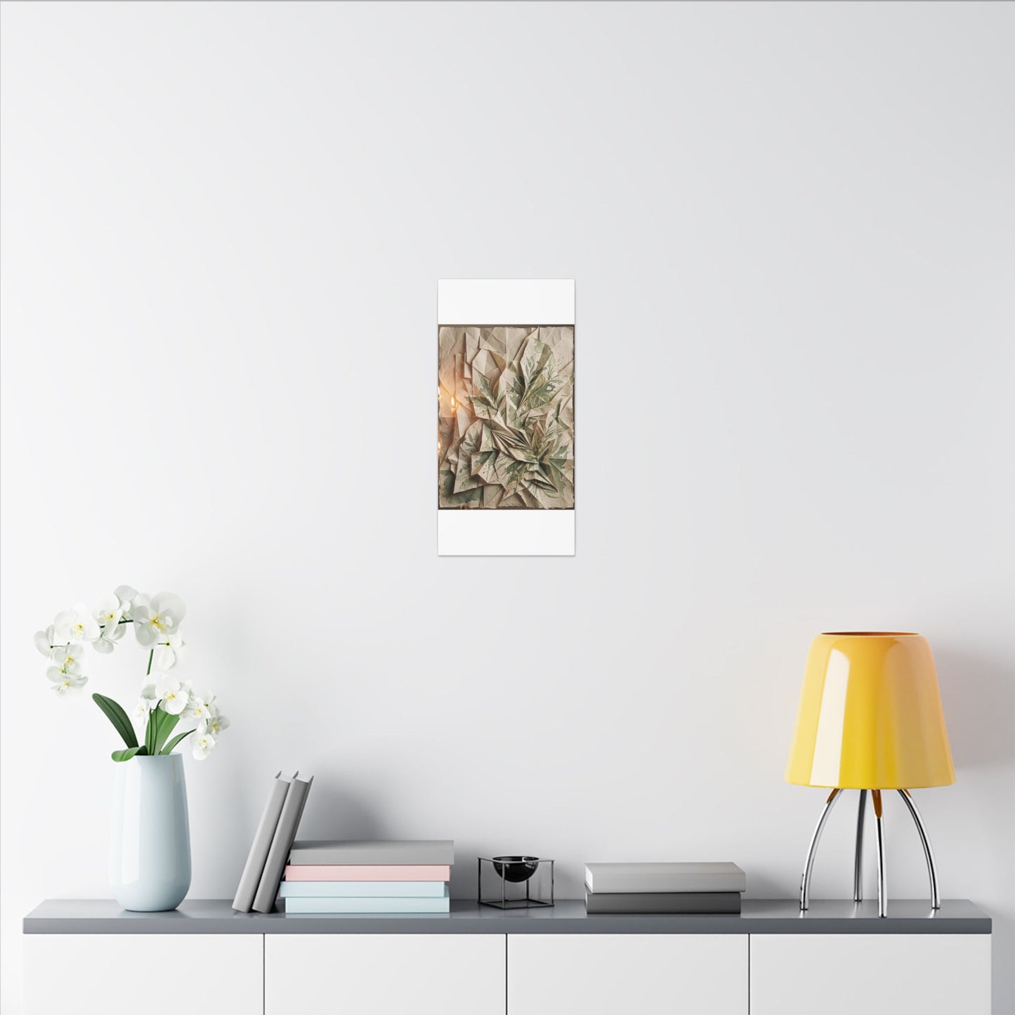 Japandi Paper Fold in Candlelight | Texture Canvas Art