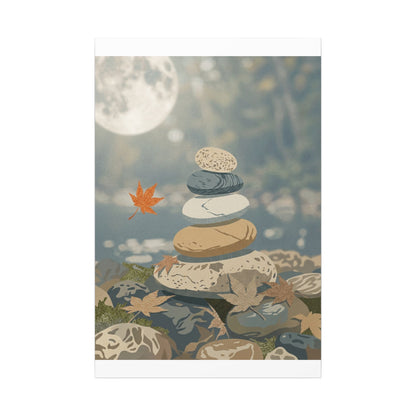 Warm River Stones Canvas Art - Japanese Pattern Japandi