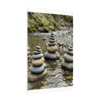 Zen River Stones in Dawn | Karesansui Canvas Art