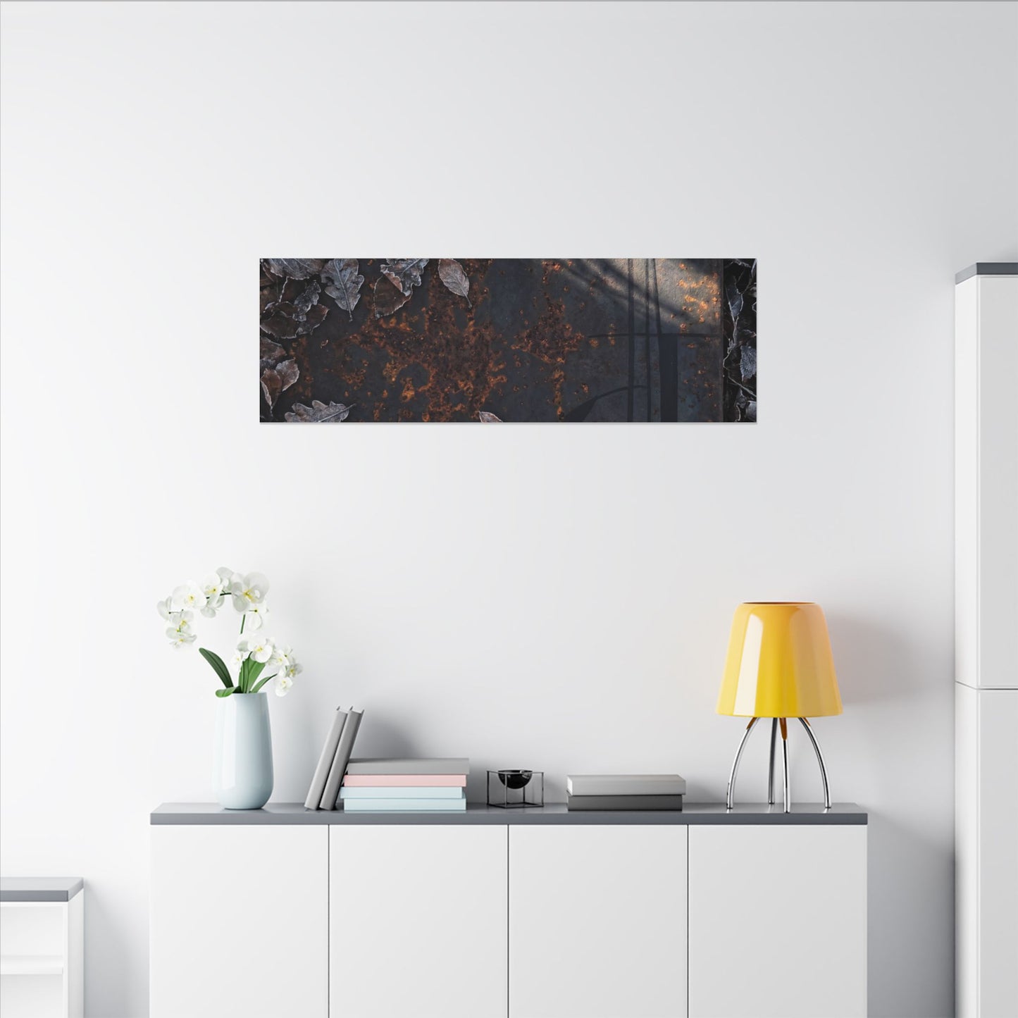 Shibui Rust Patina Canvas Art - Dark Japandi Charcoal Ink