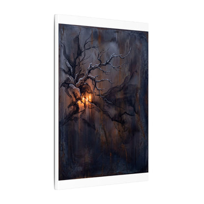 Winter Rust Patina Charcoal Ink Canvas Art | Atmospheric Decor