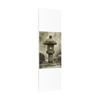 Stone Lantern Winter Canvas Art | Japandi Neutral Design