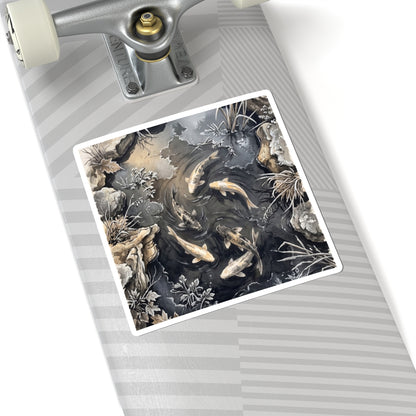 Japandi Koi Pond in Golden Hour | Japanese Pattern Sticker