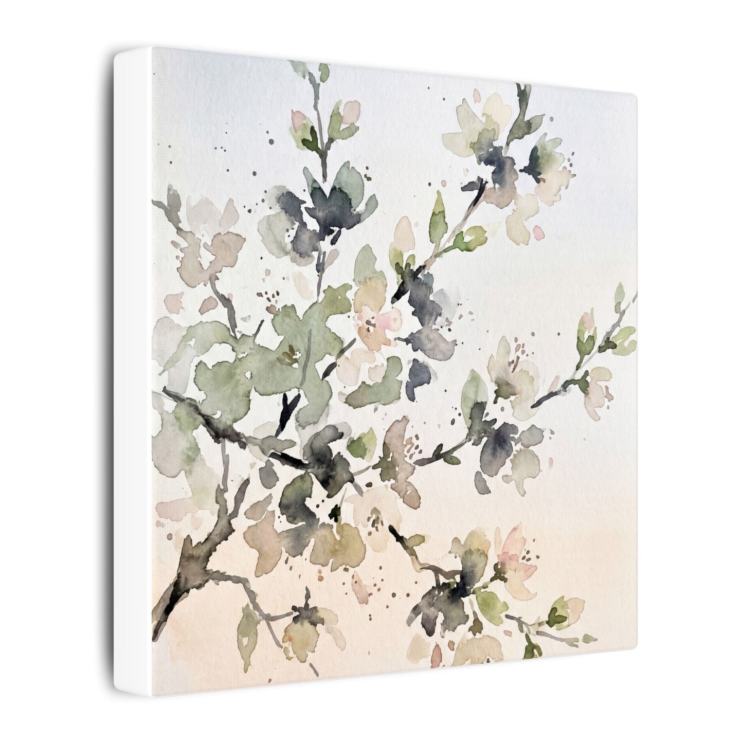 Cherry Blossom Watercolor Canvas Art | Elegant Japandi Art