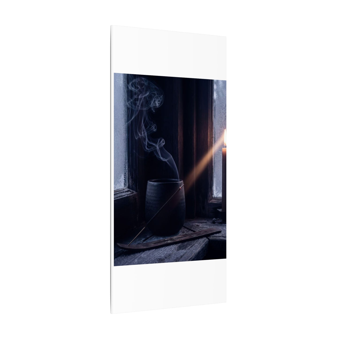 Incense Smoke Winter Canvas Art | Dark Japandi Sophisticated Design