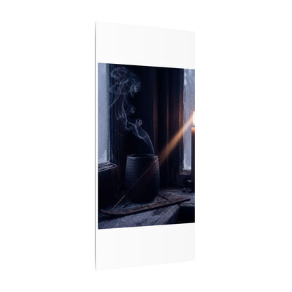 Incense Smoke Winter Canvas Art | Dark Japandi Sophisticated Design