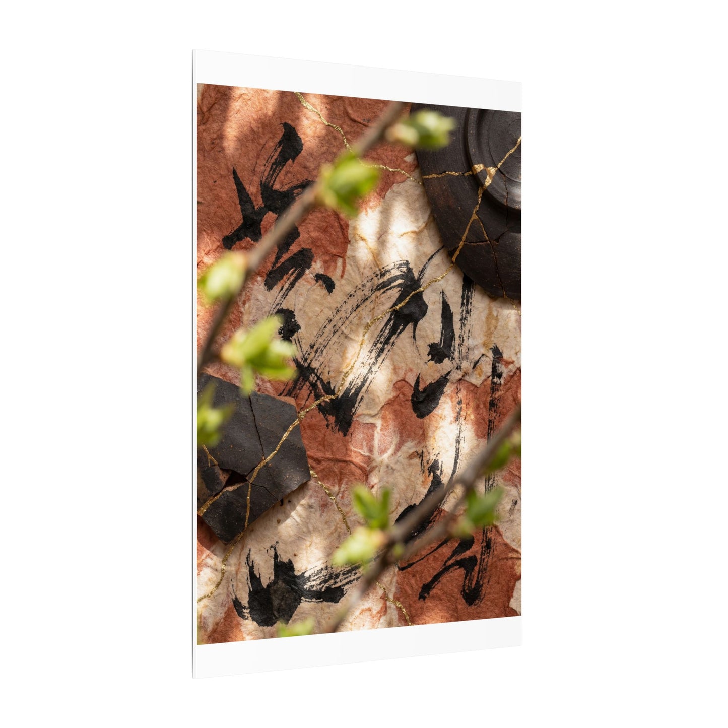 Datsuzoku Ink Brushstroke Canvas Art - Kintsugi Gold Repair