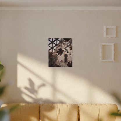 Shoji Screen Autumn Canvas Art | Dark Japandi Atmospheric Design