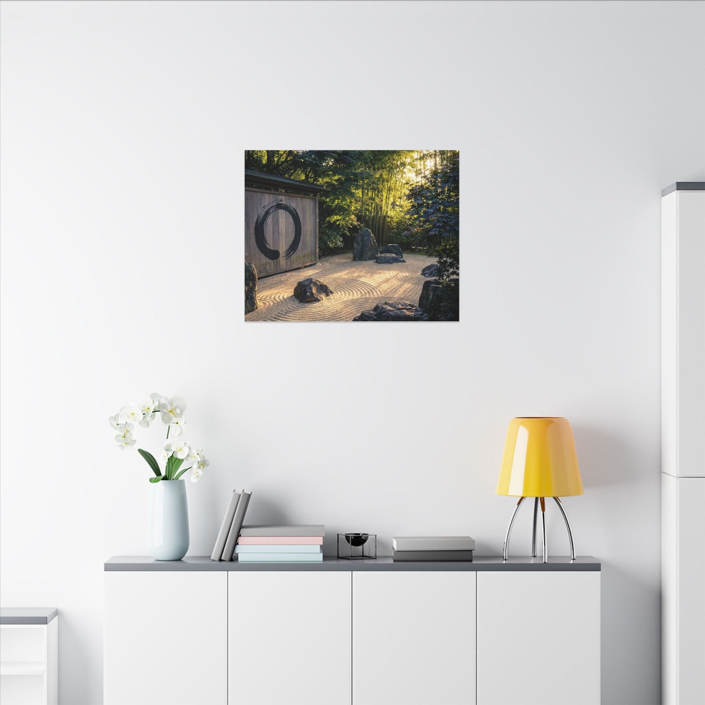 Rock Garden Enso Canvas Art | Tranquil Zen Art