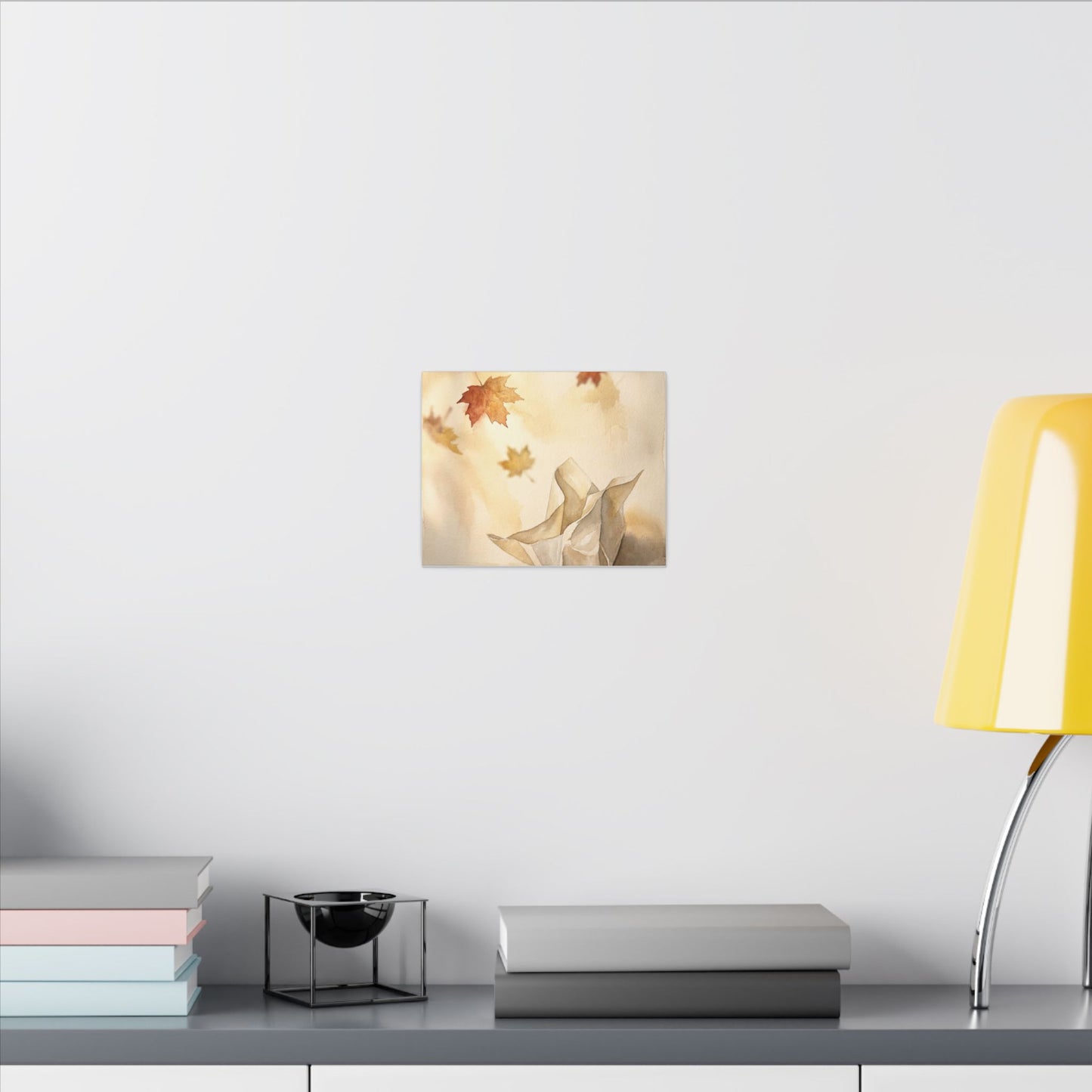 Japandi Paper Fold in Golden Hour | Watercolor Canvas Art
