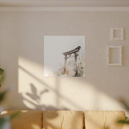 Fukinsei Torii Gate Canvas Art - Japandi Watercolor