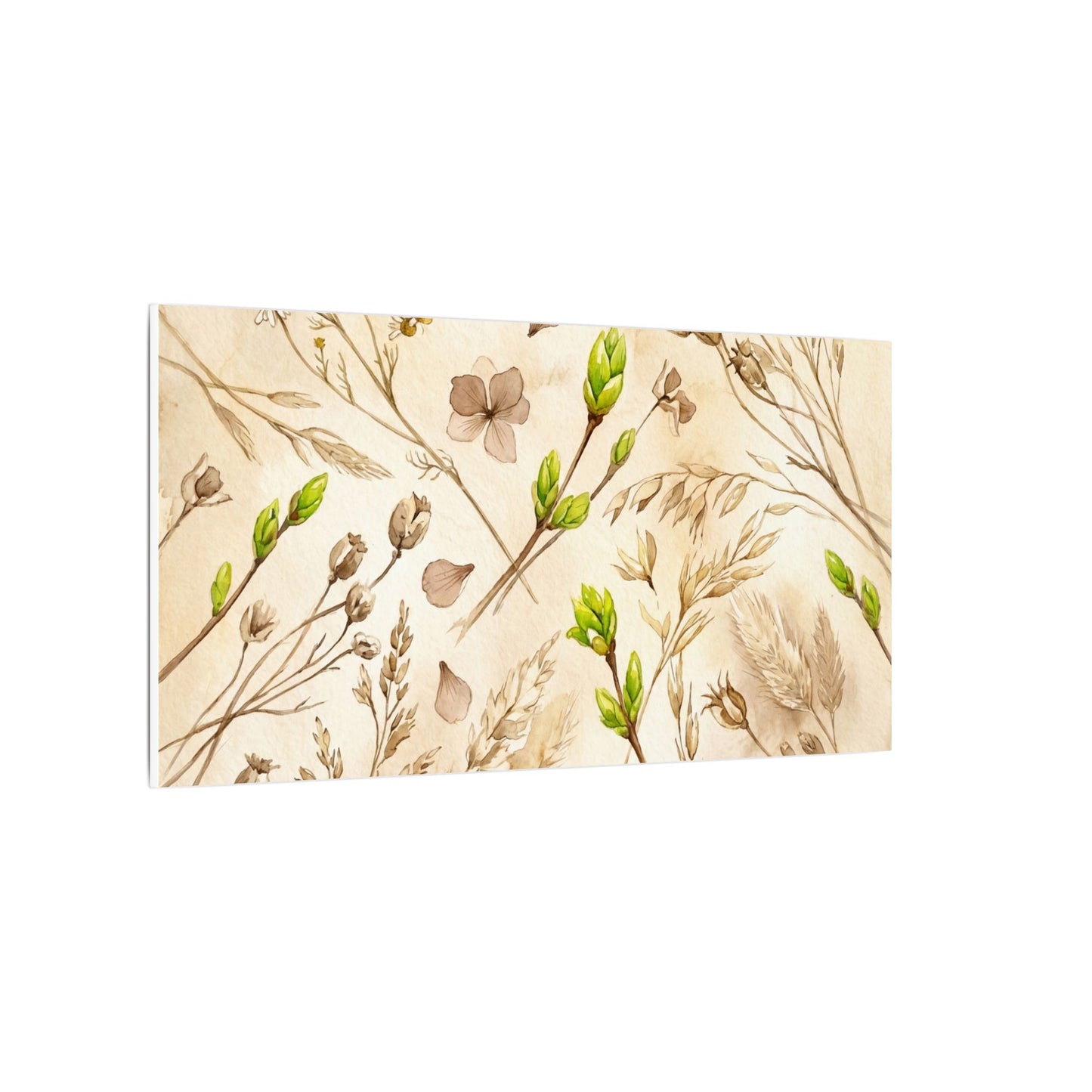Spring Dried Flowers Watercolor Canvas Art | Earthy Decor