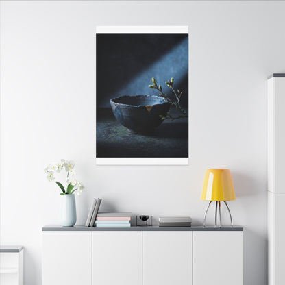 Ceramic Bowl Shadow Zen Canvas Art | Sophisticated Dark Japandi Art