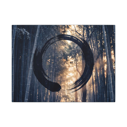 Bamboo Grove Canvas Art | Winter Zen Enso Art Art Print