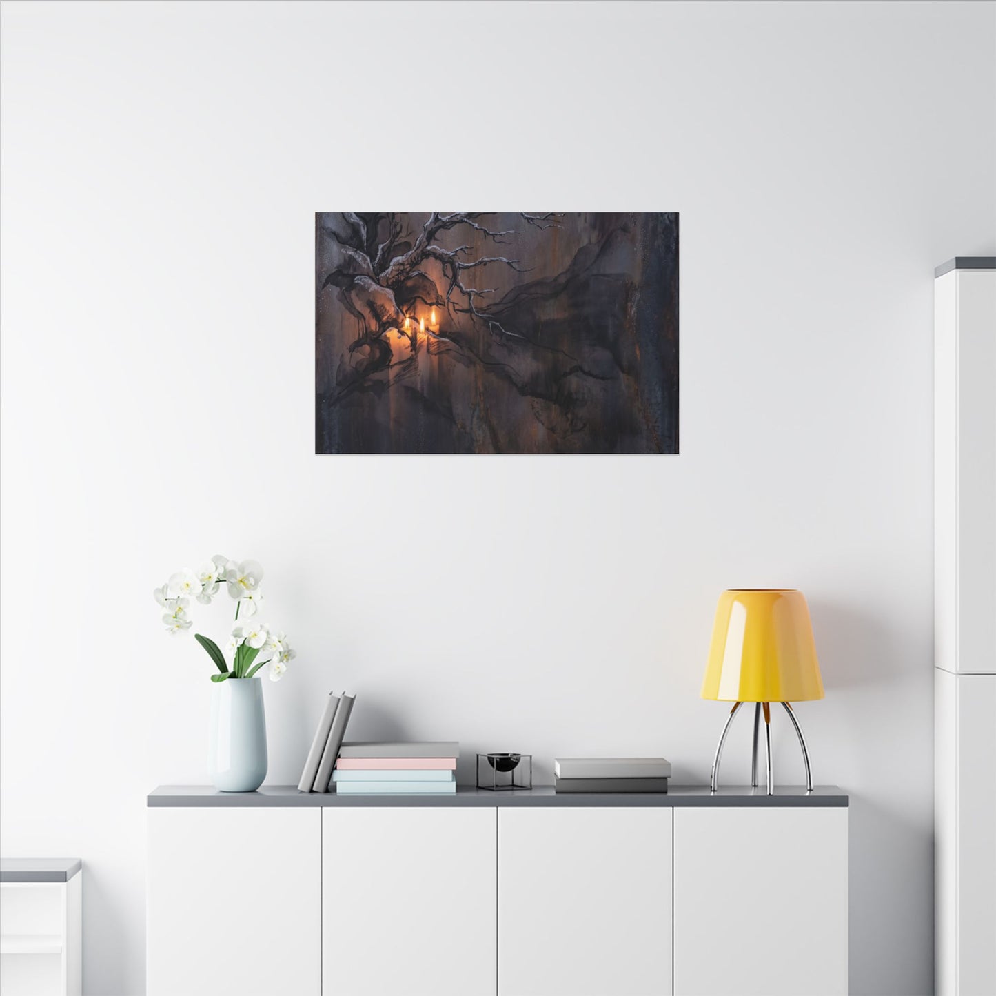 Winter Rust Patina Charcoal Ink Canvas Art | Atmospheric Decor