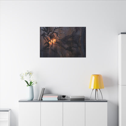 Winter Rust Patina Charcoal Ink Canvas Art | Atmospheric Decor