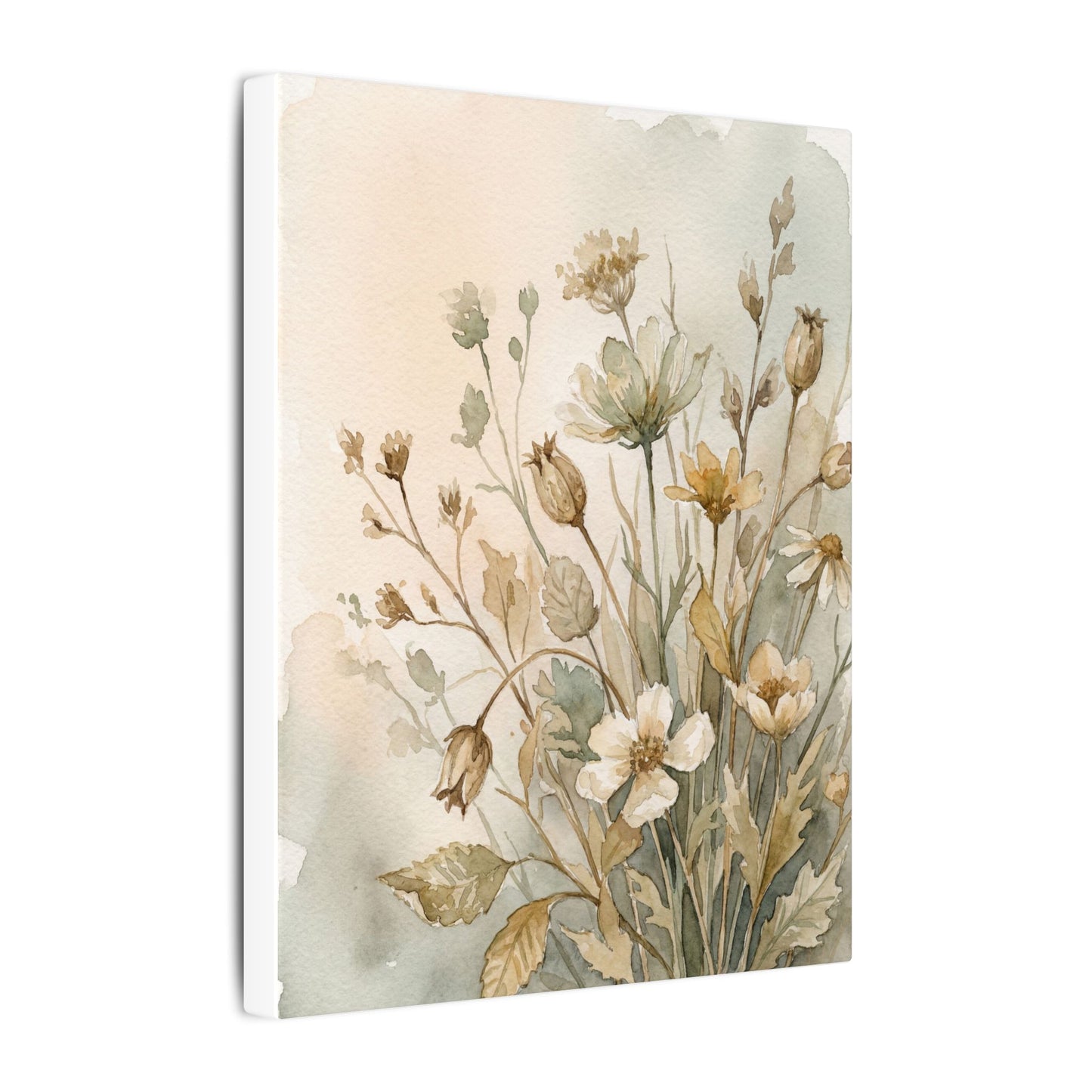 Summer Dried Flowers Watercolor Canvas Art | Elegant Decor