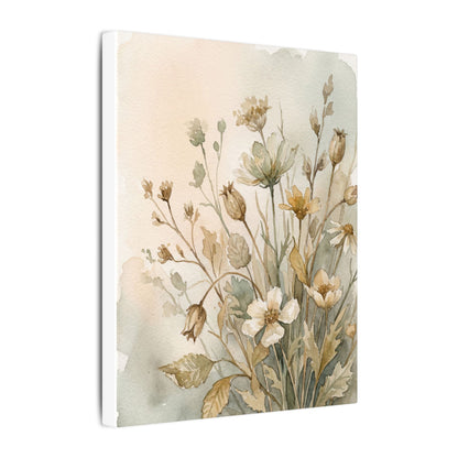 Summer Dried Flowers Watercolor Canvas Art | Elegant Decor