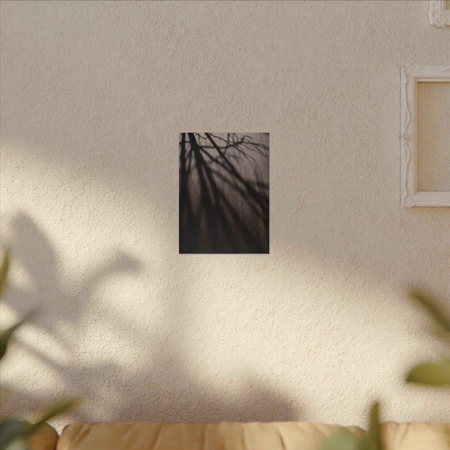 Dark Japandi Shadow Play in Dawn | Moody Minimal Canvas Art