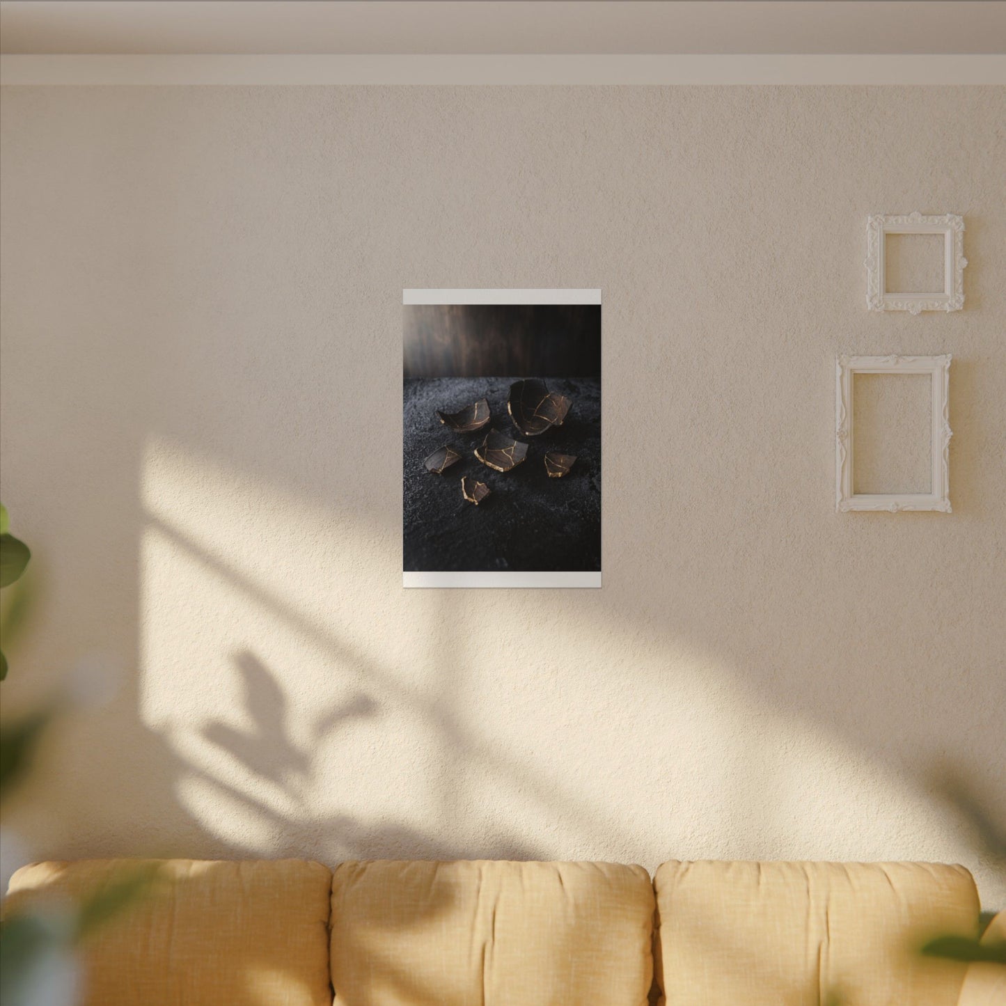 Winter Broken Pottery Shadow Zen Canvas Art | Bold Decor