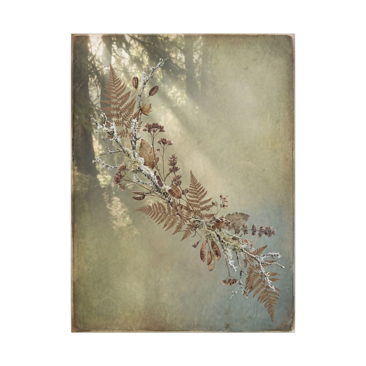 Winter Dried Flowers Forest Whimsy Canvas Art | Earthy Decor