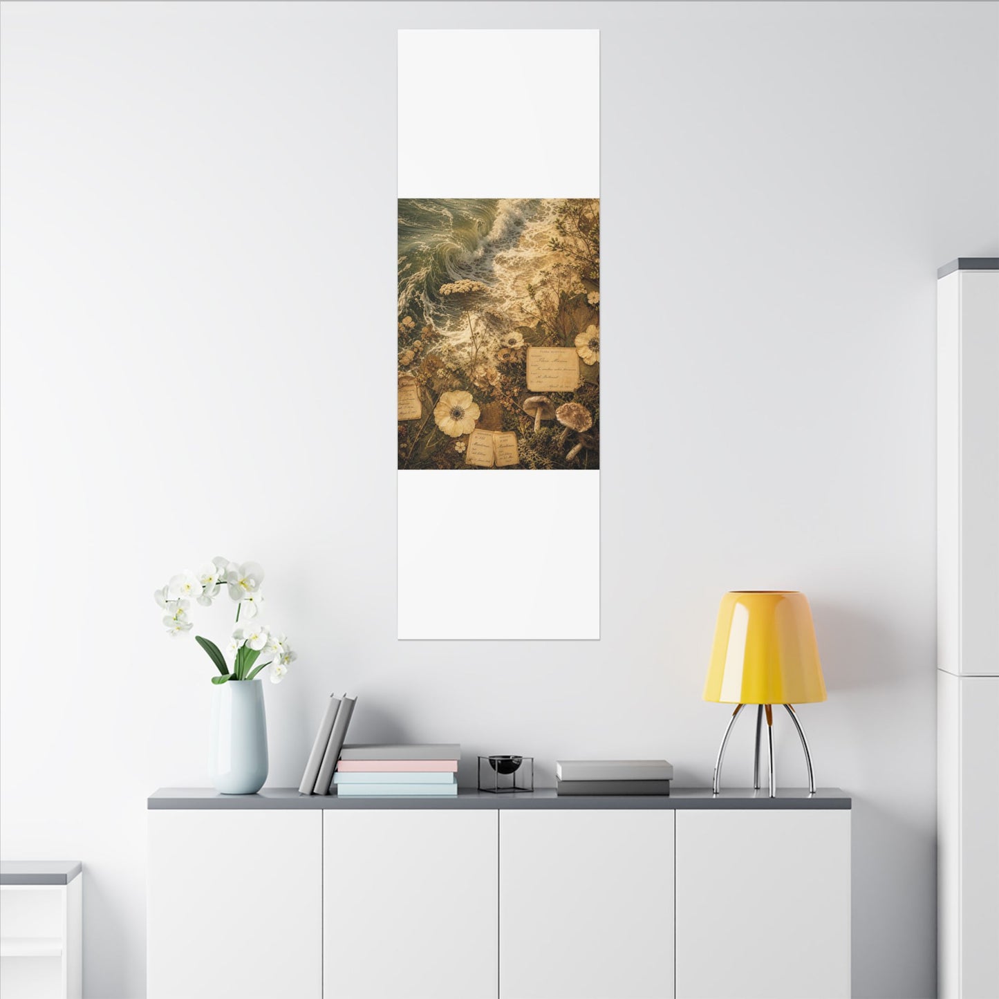 Spring Ocean Wave Herbarium Canvas Art | Nostalgic Decor