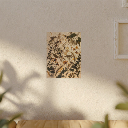 Dried Flowers Summer Canvas Art | Japandi Neutral Design