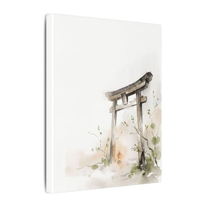 Fukinsei Torii Gate Canvas Art - Japandi Watercolor