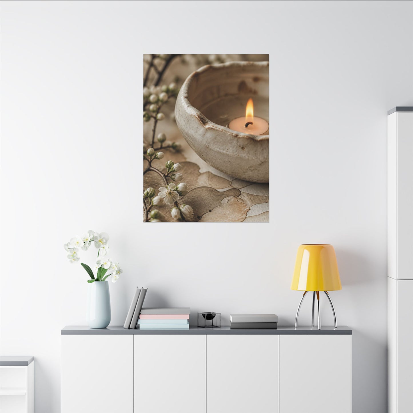 Kanso Ceramic Bowl Canvas Art - Japandi Watercolor
