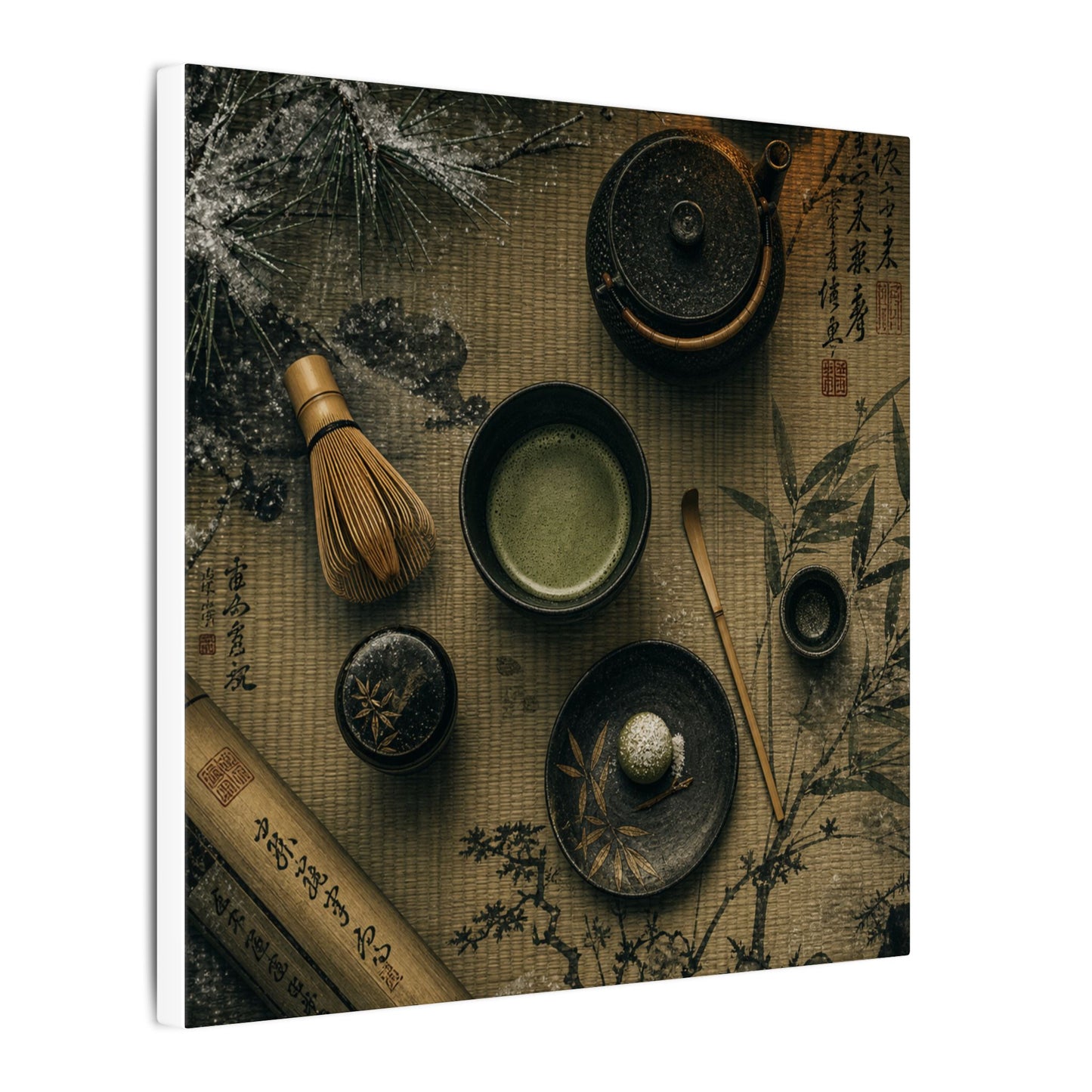 Tea Ceremony Canvas Art | Winter Zen Ukiyo E Inspired Art