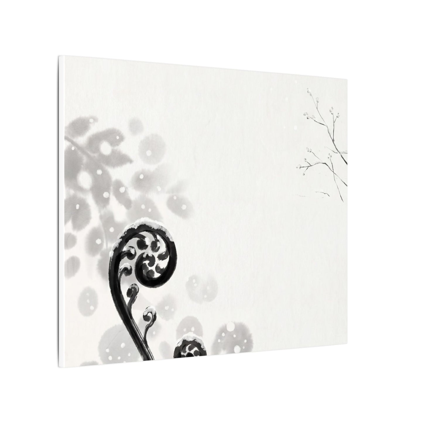 Winter Fern Unfurling Ukiyo E Inspired Canvas Art | Peaceful Decor