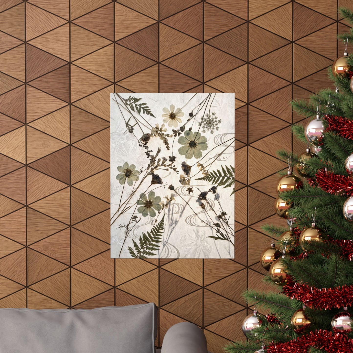 Kanso Dried Flowers Wall Art Print - Japandi Japanese Pattern