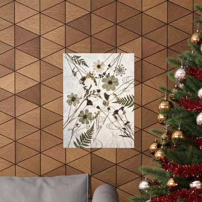 Kanso Dried Flowers Wall Art Print - Japandi Japanese Pattern