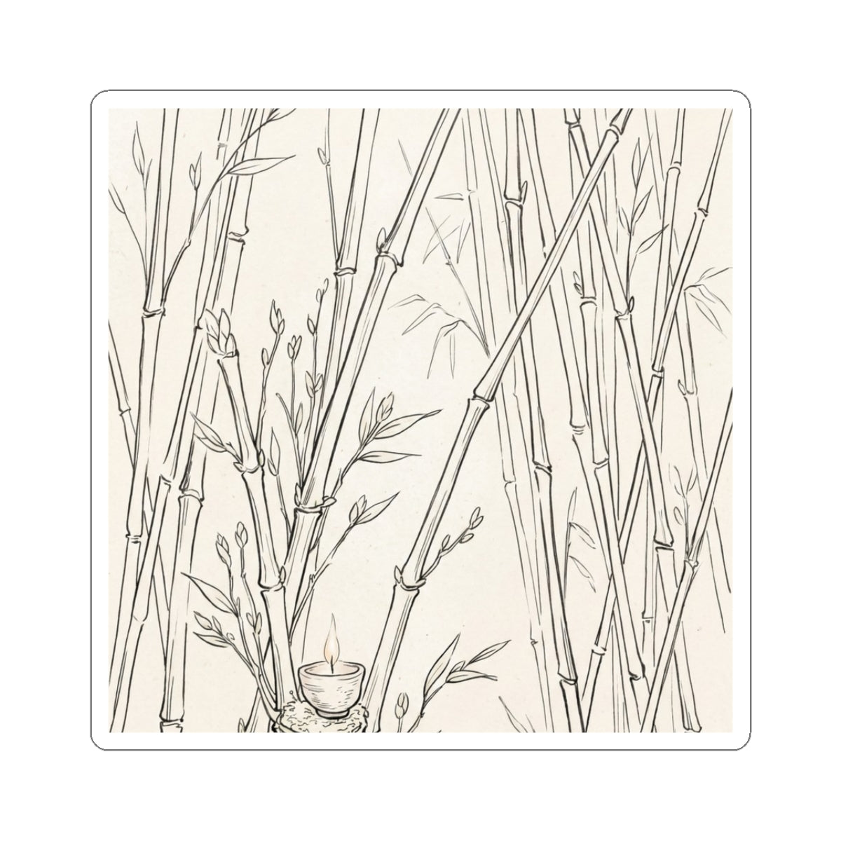 Japandi Bamboo Grove in Candlelight | Minimal Line Sticker