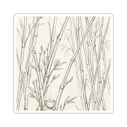 Japandi Bamboo Grove in Candlelight | Minimal Line Sticker