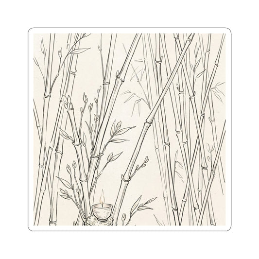 Japandi Bamboo Grove in Candlelight | Minimal Line Sticker