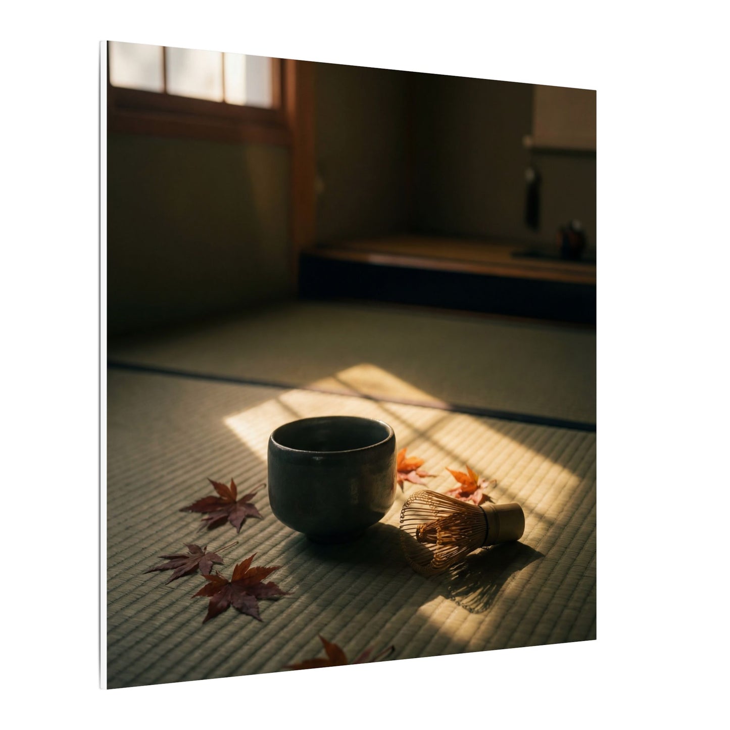 Dark Japandi Tea Ceremony in Golden Hour | Moody Minimal Canvas Art
