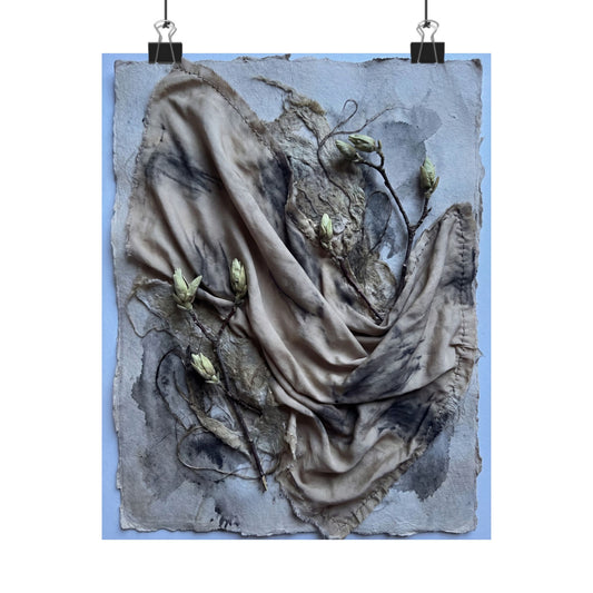 Japandi Silk Drape in Moonlight | Texture Wall Art Print Art Print